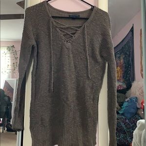 Brown/tan tie up American Eagle Outfitters Sweater
